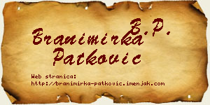 Branimirka Patković vizit kartica